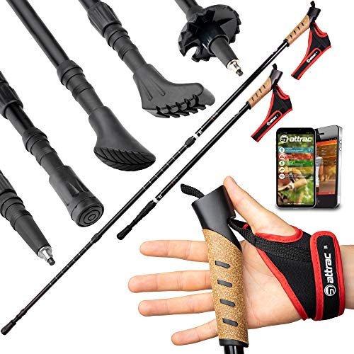Attrac Wanderstöcke Nordic Walking Trekkingstöcke Classic Aluminium Stöcke mit Anti-Shock Dämpfung I Teleskop verste... Attrac Wanderstöcke Nordic Walking Trekkingstöcke Classic Aluminium Stöcke mit Anti-Shock Dämpfung I Teleskop verste...