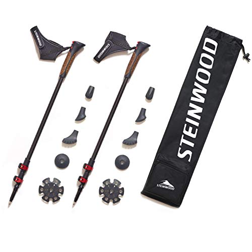 Steinwood Premium 100% Carbon Nordic Walking Stöcke verstellbar mit Teleskop und Klemmverschluss mit extra Gummipuffer ... Steinwood Premium 100% Carbon Nordic Walking Stöcke verstellbar mit Teleskop und Klemmverschluss mit extra Gummipuffer ...