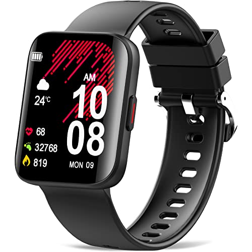 Smartwatch Herren Damen, 1.69" Gekrümmter Bildschirm fitnessuhr mit Pulsuhr Schlafmonitor, Herzfrequenz, Schrittzähler...
