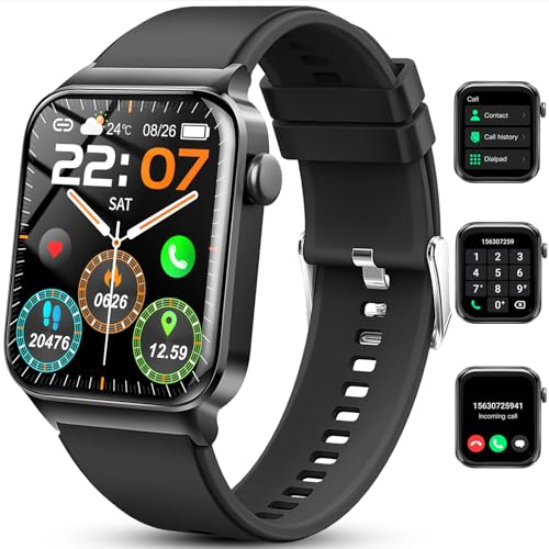 Smartwatch Herren Damen mit Telefonfunktion 1,85" Voll Touch Smart Watch Fitnessuhr mit 113 Sportmodi, Schrittzähler Sc...